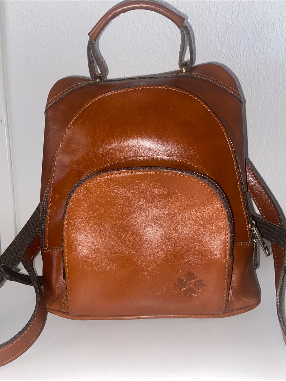 Patricia Nash Alencon Leather backpack Tan adjustable straps  w/Dust Bag